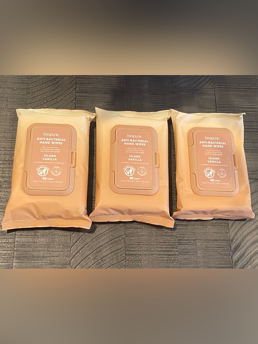 biopure Island Vanilla Anti-Bacterial Hand Wipes 3 packs
